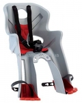 Сиденье переднее (детское велокресло) Bellelli RABBIT B-Fix до 15 кг, серебристое с красной подкладкой
